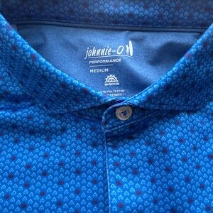 johnnie-O Blue and Darker Blue Patterned Polo Shirt